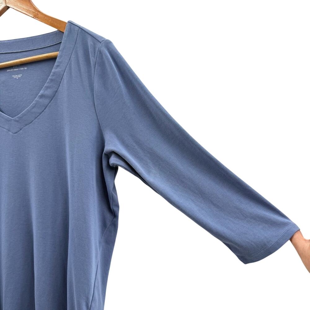 J. Jill Pima Cotton 3/4 Sleeve V-Neck Tunic Shirt Baby Blue Size Medium - Picture 3 of 9
